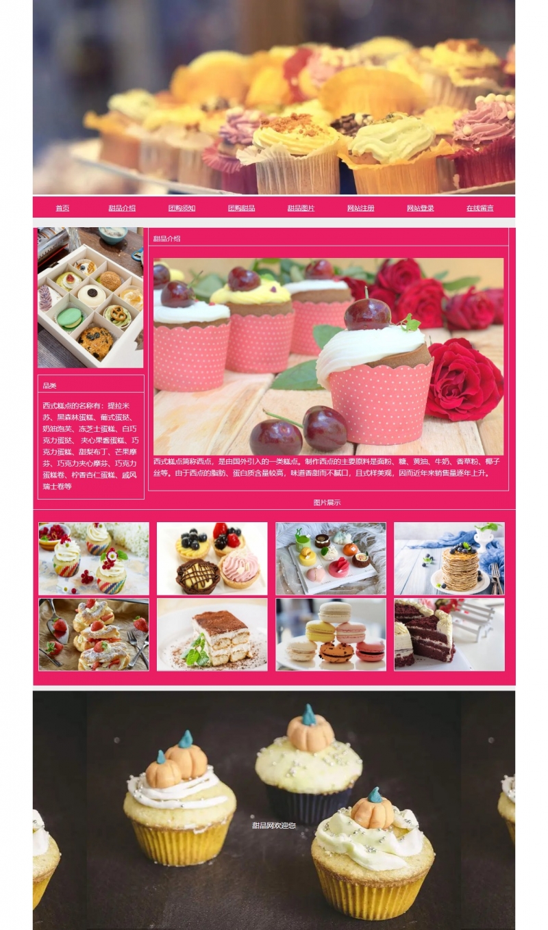 甜品美食团购商城网12网页html+css 表单 3级页面注册登录留言